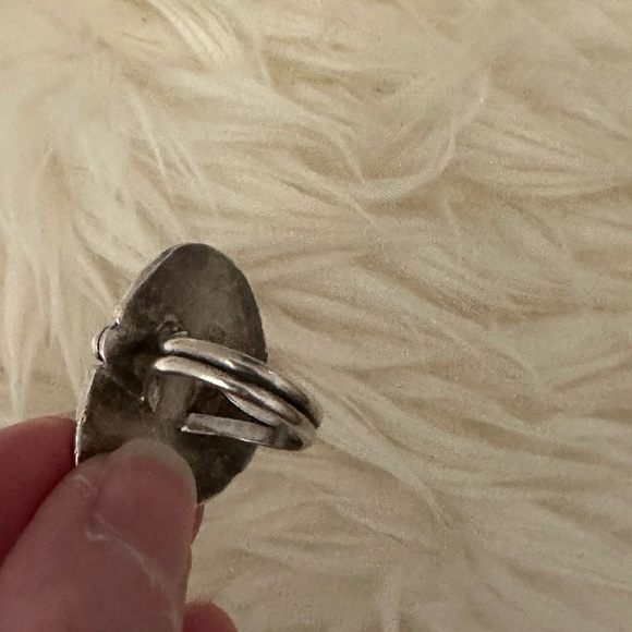 Vintage Navajo Tribal Turquoise Sterling Ring Nugget Native American Boho - Picture 5 of 6